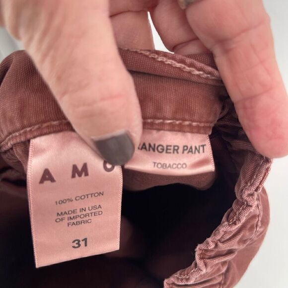 Amo Red Tobacco Cotton Wide Leg Cropped Ranger Ankle Pants Size 31 - Picture 6 of 8